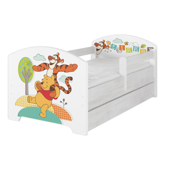 Кровать Мишка и тигра 140х80 с ящиком 